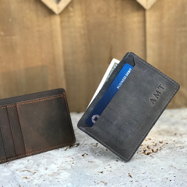 Personalized Minimalist Slim Card Wallet. Personalized Wallet. Groomsmen Gift. Slim Leather Cardholder. Unisex wallet, Wallet for him