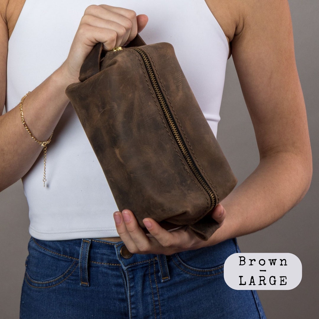 Men's Leather Dopp Kit Christmas Gift Men's Leather Accessory Bag