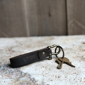 Personalized Leather Keychain. Custom Leather Keychain. Monogrammed Leather Key fob. Handmade in USA image 4