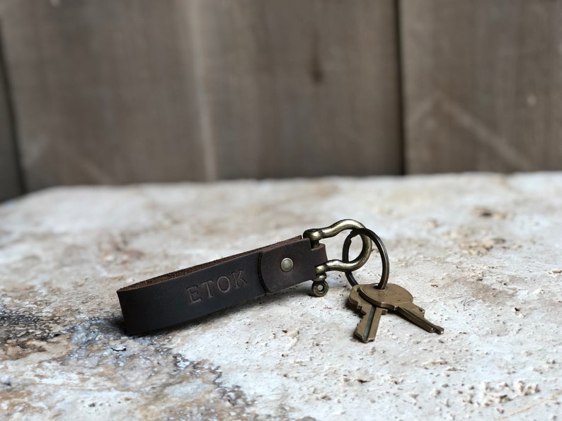 Personalized Leather Keychain. Custom Leather Keychain. Monogrammed Leather Key fob. Handmade in USA image 4