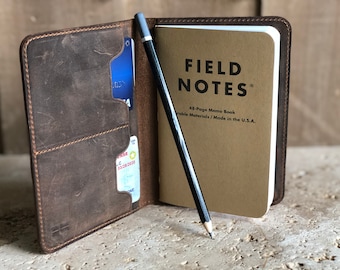 Funda de cuero para notas de campo. Funda Volant. Diario de bolsillo. Cartera de cuero para diario. Cartera personalizada para notas de campo. Funda para diario Moleskine.