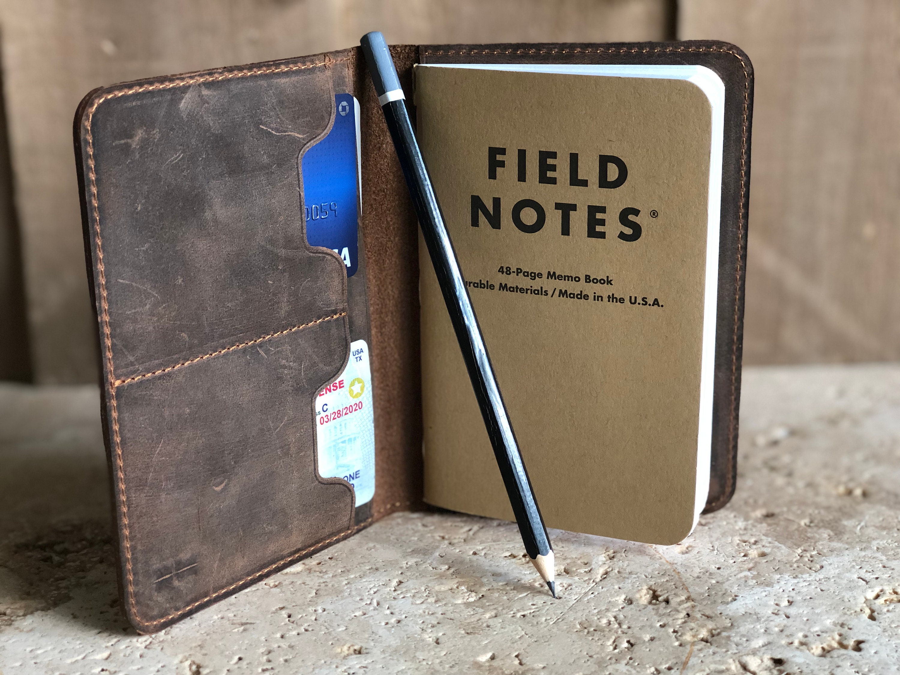 Leather Field Notes Cover. Volant cover. Pocket Journal. Leather Journal Wallet. Personalized Field Notes Wallet. Moleskine Journal Cover
