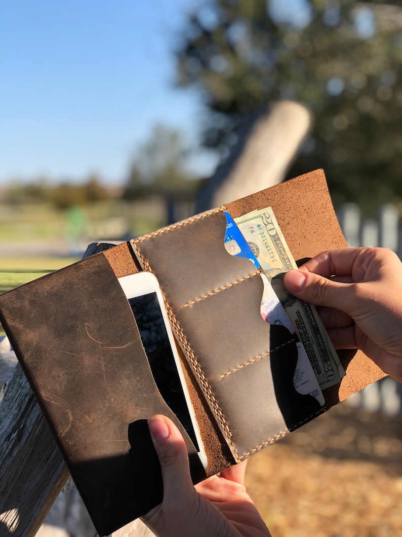 Personalized Bridesmaids Gift leather women wallet Slim Distressed Leather Women's Wallet, leather purse wallet gift for her, clutch wallet image 8