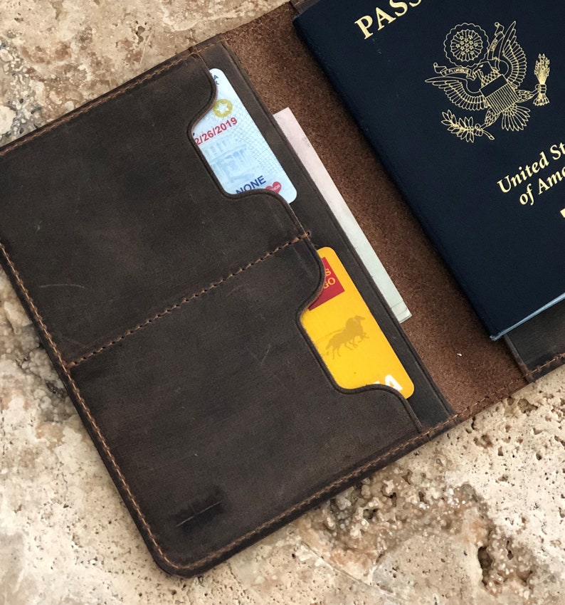 Personalized Leather Passport Cover Leather Passport Holder Travel wallet Monogrammed Mens passport wallet Personalized Travel gift for her image 6