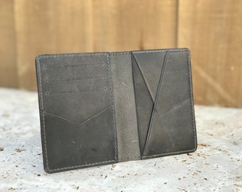 Gray Slim Front Pocket Wallet. Minimalist personalized Leather Wallet. Bifold Credit Card Holder. Wedding Groomsmen Wallet. Wallet for him