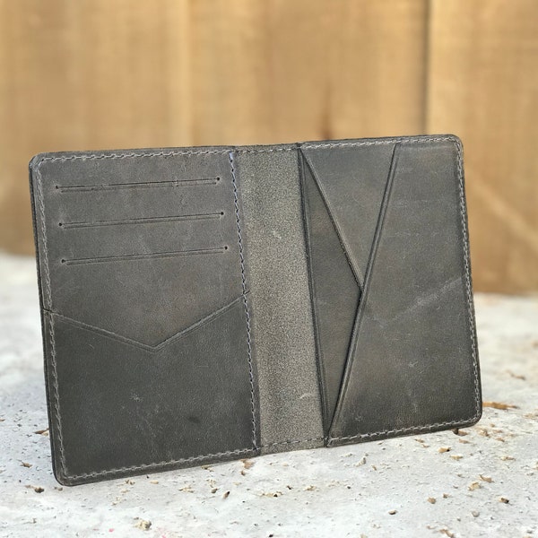 Gray Slim Front Pocket Wallet. Minimalist personalized Leather Wallet. Bifold Credit Card Holder. Wedding Groomsmen Wallet. Wallet for him
