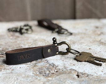 Personalized Leather Keychain. Custom Leather Keychain. Monogrammed Leather Key fob. Handmade in USA