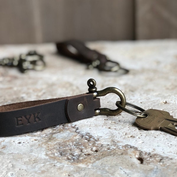 Personalized Leather Keychain. Custom Leather Keychain. Monogrammed Leather Key fob. Handmade in USA