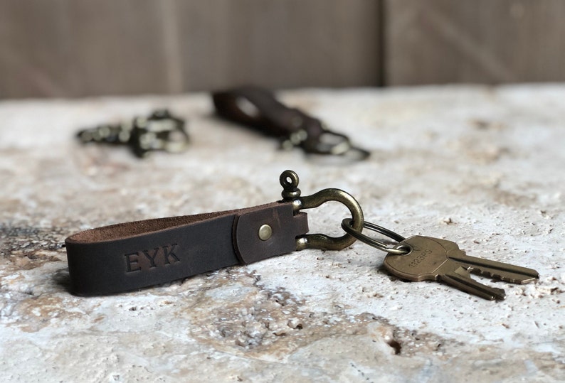 Personalized Leather Keychain. Custom Leather Keychain. Monogrammed Leather Key fob. Handmade in USA image 1