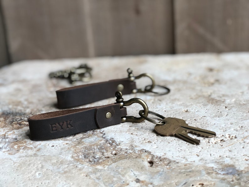 Personalized Leather Keychain. Custom Leather Keychain. Monogrammed Leather Key fob. Handmade in USA image 7