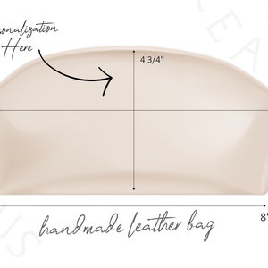 May include: A light beige, handmade leather bag with a zipper closure. The bag measures 11 inches long, 8 inches wide, and 4 3/4 inches tall. The bag is made of soft leather and has a smooth finish.
