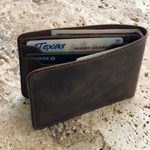 Classic Bifold Wallet. Slim Leather Wallet. Distressed Leather Wallet. Minimalist Leather Wallet. Unisex Wallet image 7