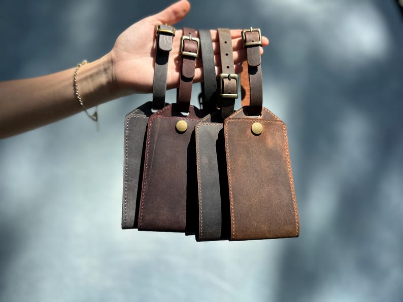 Personalized Leather Luggage Tags Monogrammed Leather bag Tags Leather Luggage Tag bag name tag Groomsmen Gift Wedding favors travel tag image 10