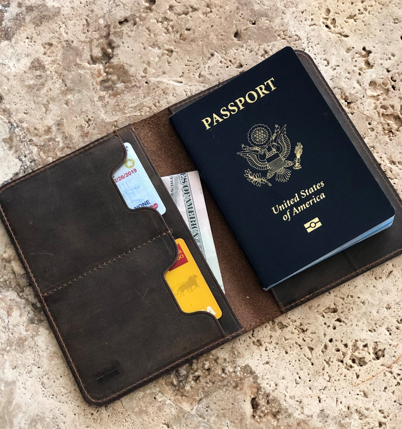 Personalized Leather Passport Cover Leather Passport Holder Travel wallet Monogrammed Mens passport wallet Personalized Travel gift for her image 8