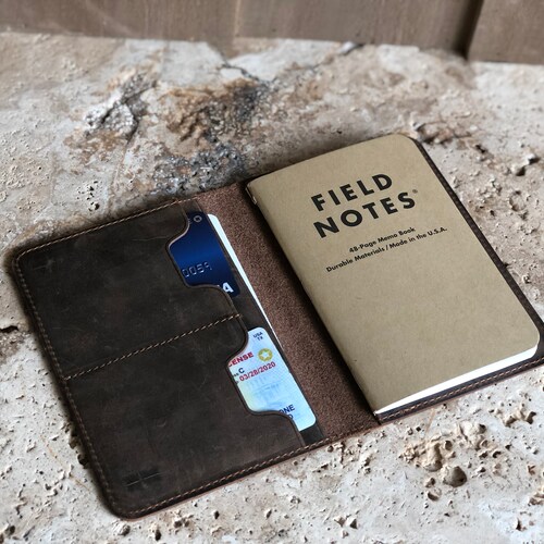 Small Leather Journal Field Notes Cover Personalized Etsy