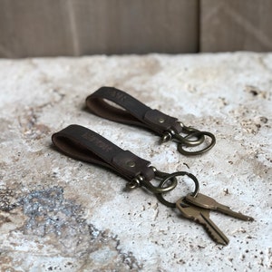Monogrammed Leather Keychain Personalized Leather Key Fob name initial Leather Key Holder Handmade keychain gift for him Father day gift