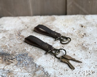 Monogrammed Leather Keychain, Personalized Key Fob, Handmade Gift