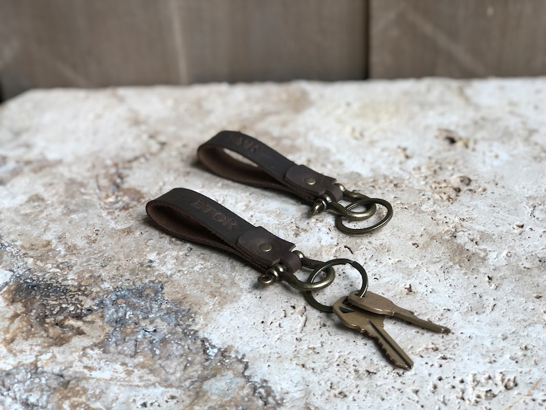 Personalized Leather Keychain. Custom Leather Keychain. Monogrammed Leather Key fob. Handmade in USA image 2