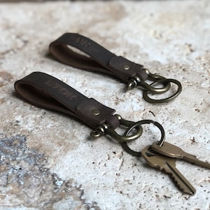 Personalized Leather Keychain. Custom Leather Keychain. Monogrammed Leather Key fob. Handmade in USA image 9