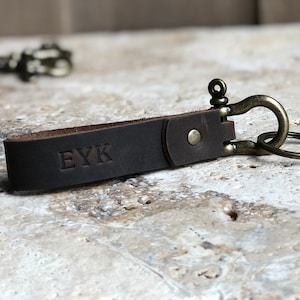 Personalized Leather Keychain. Custom Leather Keychain. Monogrammed Leather Key fob. Handmade in USA image 8