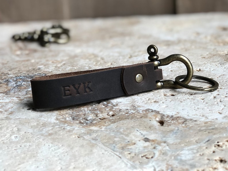 Personalized Leather Keychain. Custom Leather Keychain. Monogrammed Leather Key fob. Handmade in USA image 8