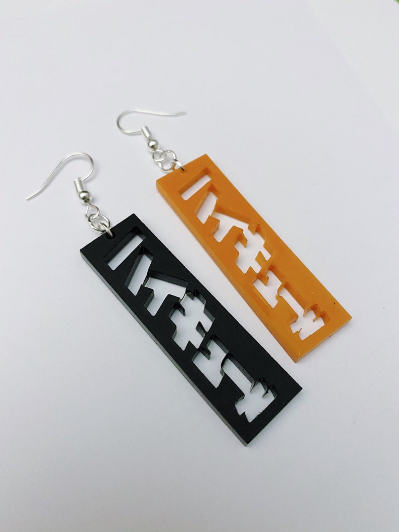 Haikyuu!! Earrings Orange Black Acrylic Laser Earrings Title Text Haikyuu Symbol Anime Manga Earrings 