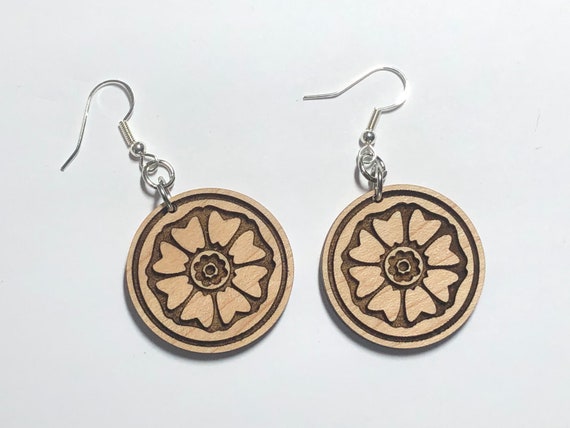 White Lotus Avatar Iroh Zuko Laser Etched Maple Wood Earring Etsy