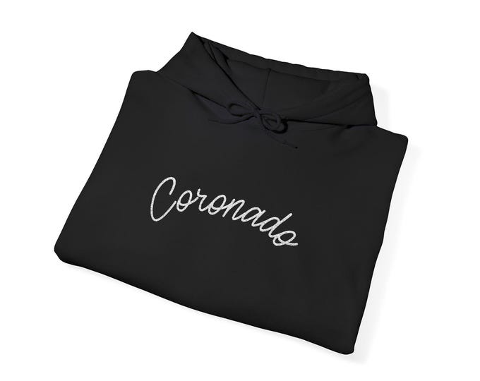 Featured listing image: Coronado California Beach Script Hoodie | Minimal Cursive City Name Sweatshirt