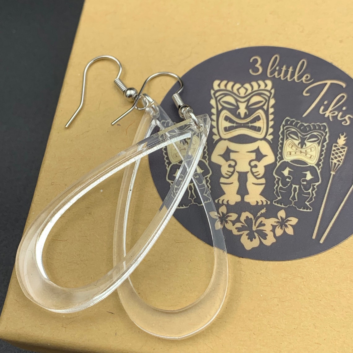 Handmade Laser Cut Acrylic Dangle Earrings in Clear or Black Etsy