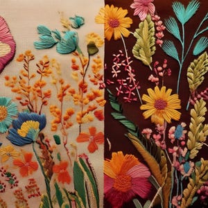 12 broderies botaniques florales numériques, belles pour le scrapbooking, les étiquettes, les pendentifs, les kits de journaux indésirables et les bullet journals. Téléchargement instantané.