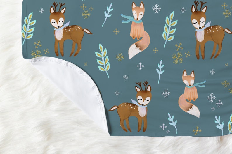 Baby Boy Winter Woodland Knotted Gown Set, Deer & Fox Nature Pajama