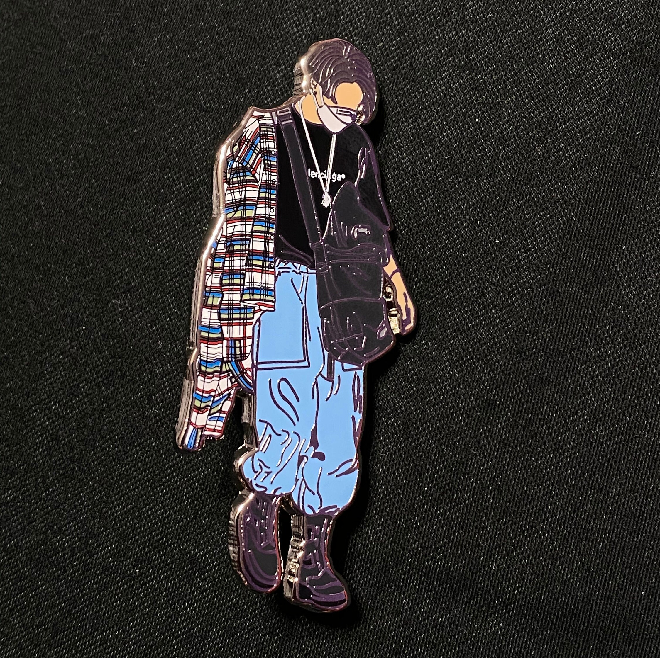 IN STOCK: Jungkook BTS Boyfriend Plaid Shirt Outfit Enamel Pin