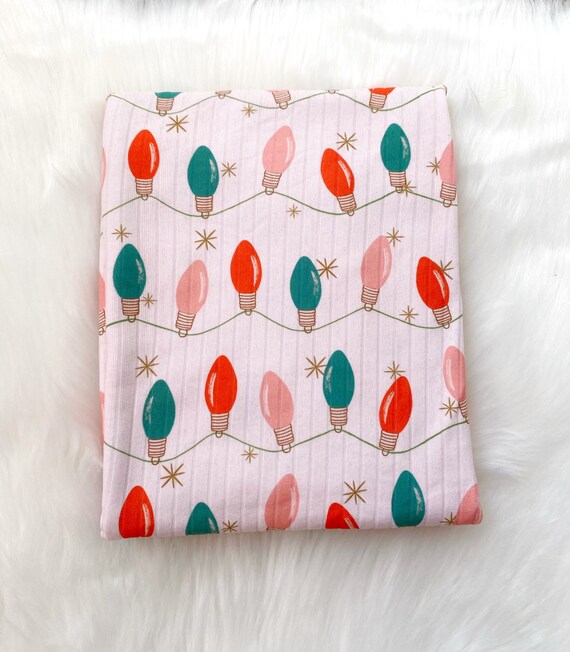 RIB KNIT Christmas Lights 8x2 Brushed Knit Stretchy Etsy