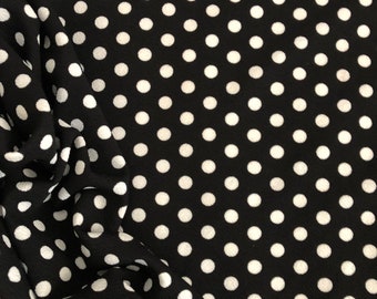 Liverpool (BLACK) White dots fabric |  poly spandex | stretchy | Liverpool | Stretch Fabric | Spandex | stretch