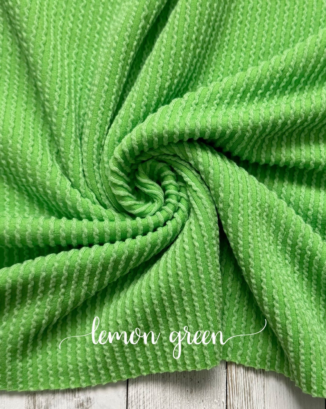 WAVED Lemon Green RIB KNIT | Rib Knit | Stretchy Fabric