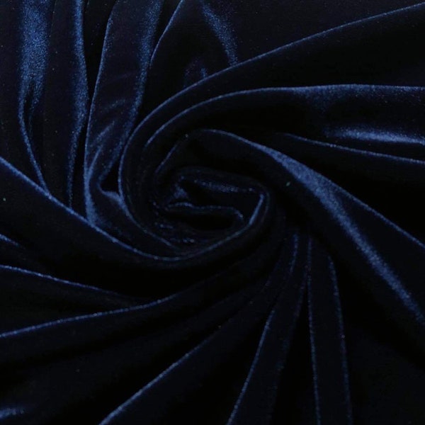 NAVY BLUE VELVET | Stretch velvet | polyester stretch velvet | Fabric by the yard | Bows