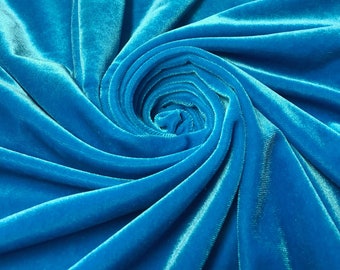 TURQUOISE VELVET | Stretch velvet | polyester stretch velvet | Fabric by the yard | Bows