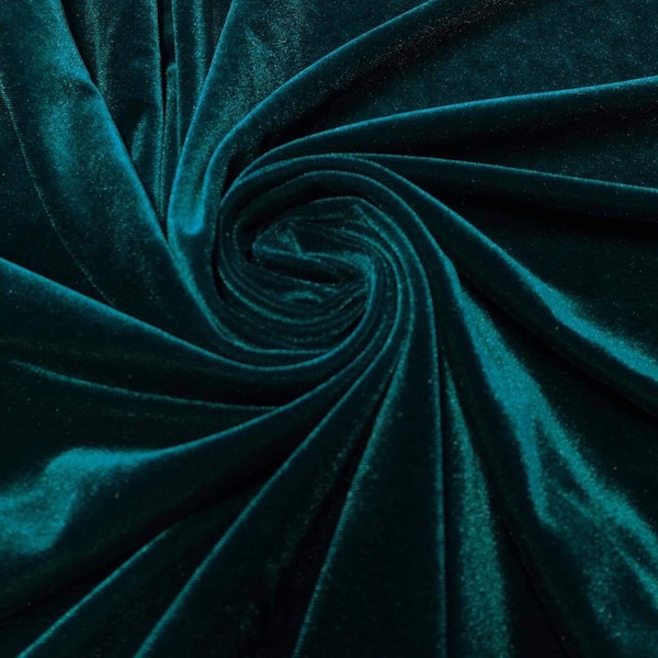 TEAL VELVET | Stretch velvet | polyester stretch velvet | Fabric by the yard | Bows