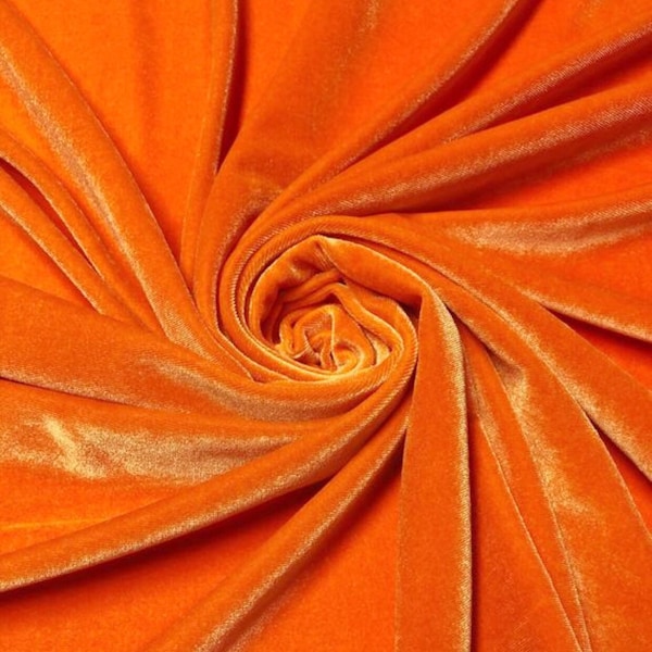 ORANGE VELVET | Stretch velvet | polyester stretch velvet | Fabric by the yard | Bows