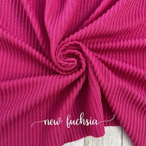 WAVED New Fuchsia RIB KNIT | rib knit | stretchy fabric | rib fabric | fabric by the yard |