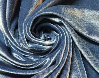 OCEAN BLUE VELVET | Stretch velvet | polyester stretch velvet | Fabric by the yard | Bows