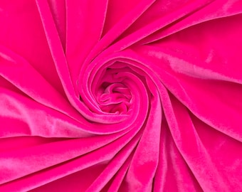 HOT PINK VELVET | Stretch velvet | polyester stretch velvet | Fabric by the yard | Bows