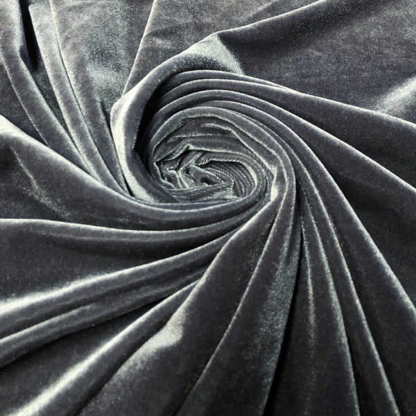 CHARCOAL VELVET | Stretch velvet | polyester stretch velvet | Fabric by the yard | Bows