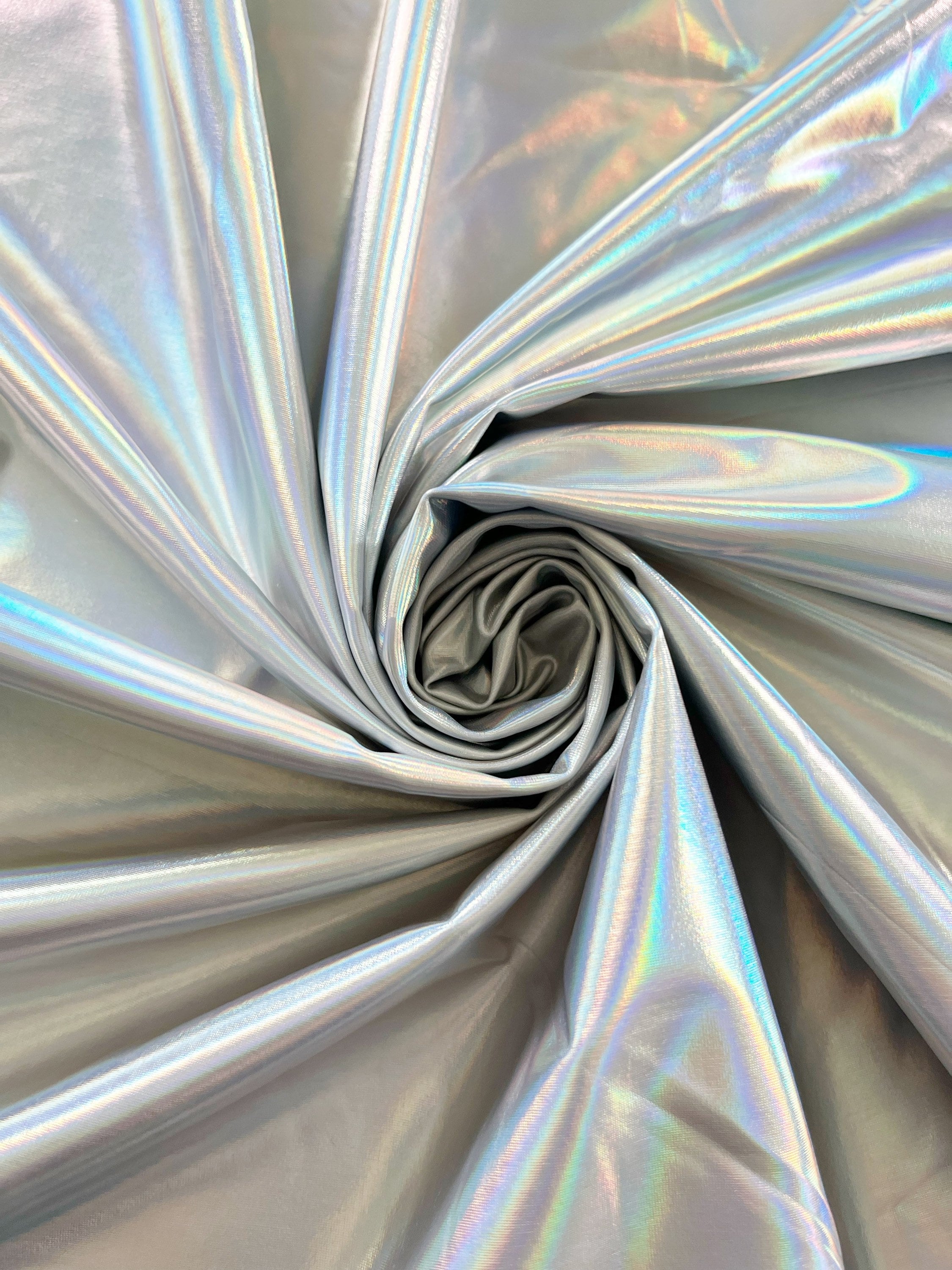 Metallic Laser Shiny Stretch Fabric Silver Iridescent Rainbow Holographic  Crafts