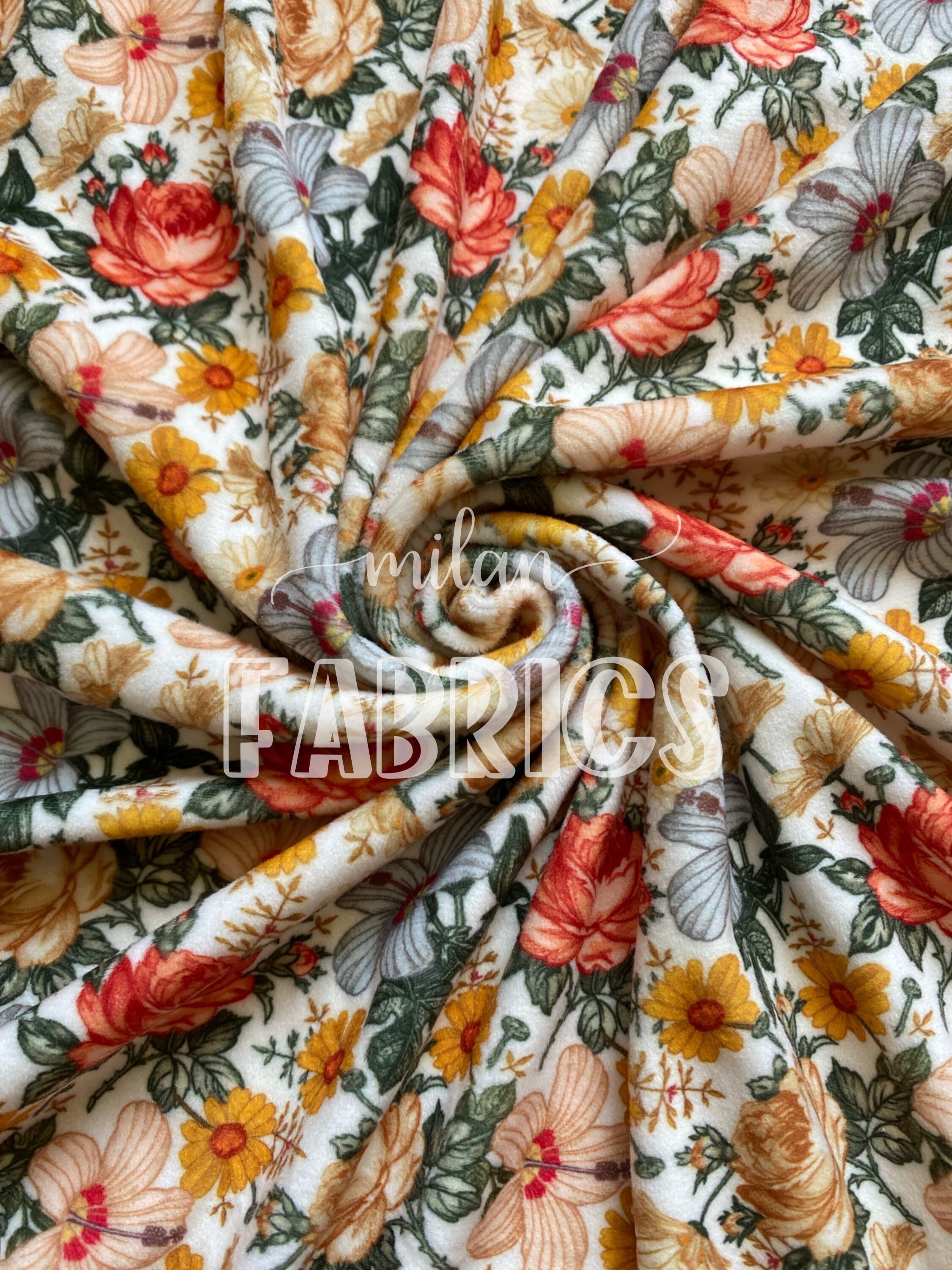 VELVET Vintage floral | Stretch velvet | polyester stretch velvet | F…