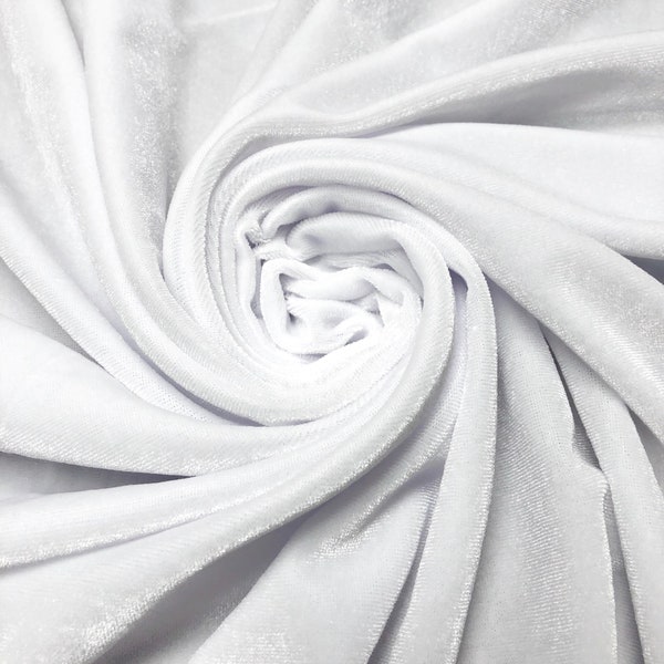 WHITE VELVET | Stretch velvet | polyester stretch velvet | Fabric by the yard | Bows