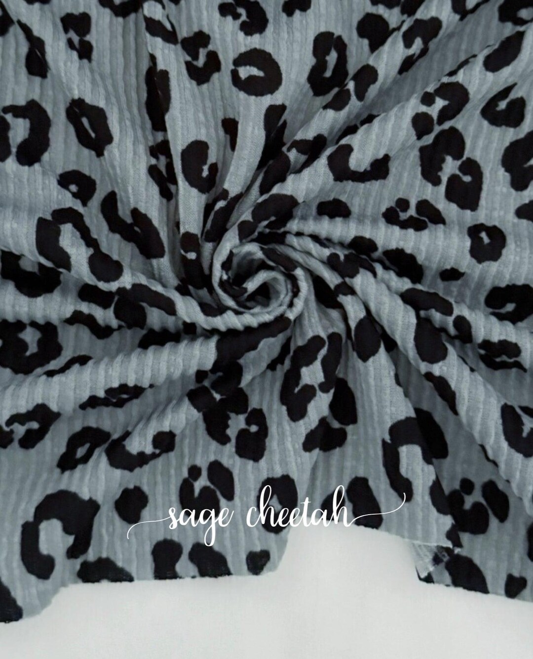 WAVED Sage Cheetah RIB KNIT | Rib Knit | Stretchy Fabric | Rib Fabric ...