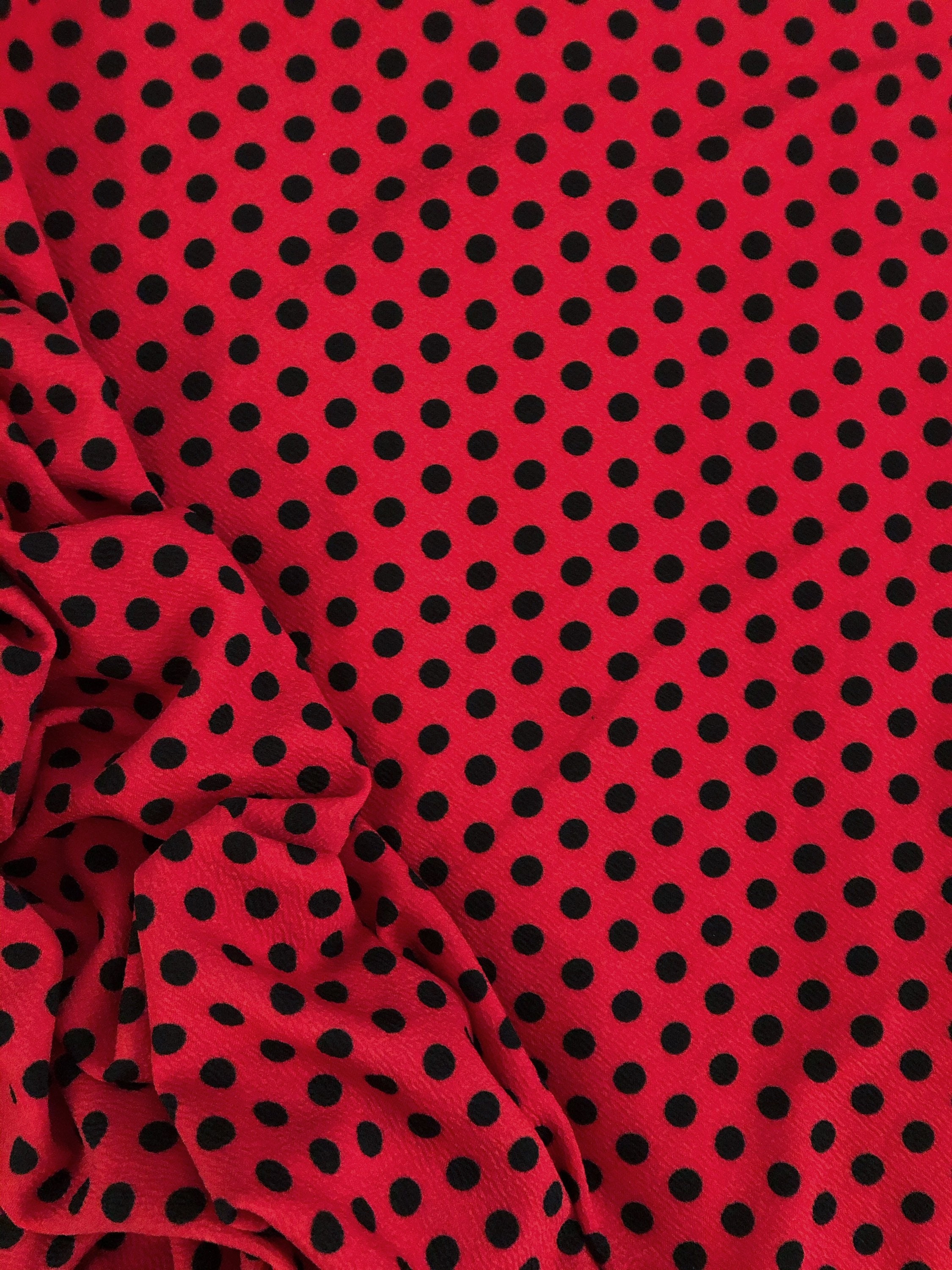Black dots (red) | LIVERPOOL fabric | bullet poly spandex | stretchy | Liverpool | Stretch Fabric | Spandex | stretchy