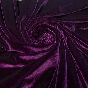 EGGPLANT VELVET | Stretch velvet | polyester stretch velvet | Fabric by the yard | Bows
