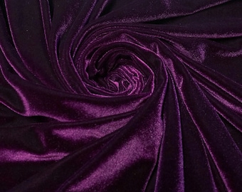 EGGPLANT VELVET | Stretch velvet | polyester stretch velvet | Fabric by the yard | Bows